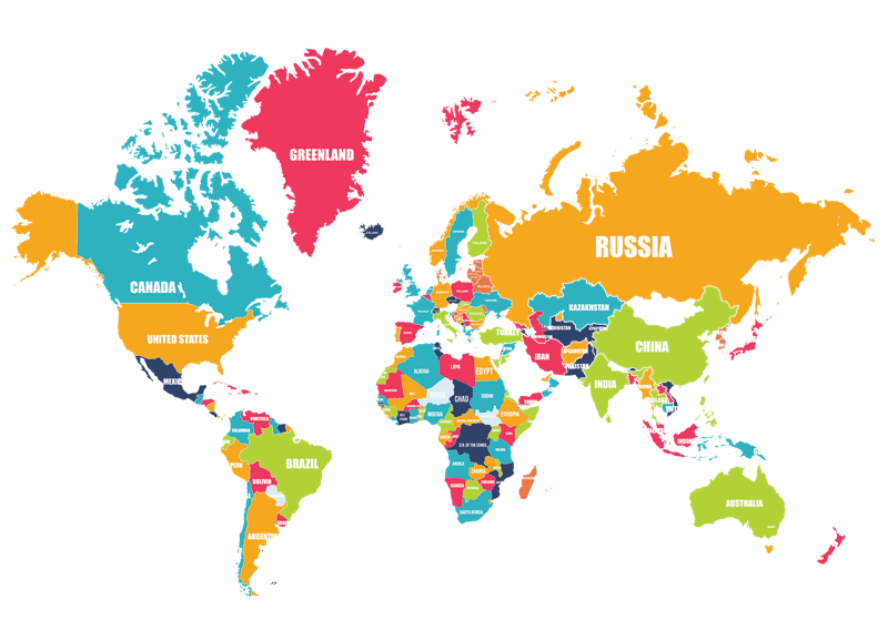 World map showing countries